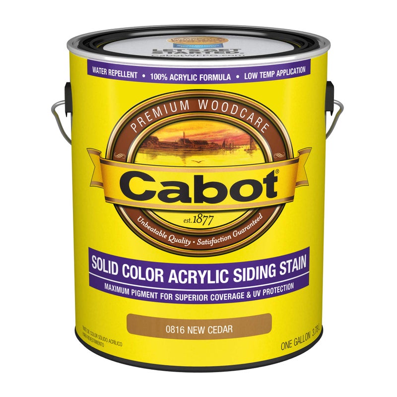Cabot 140.0000816.007 Solid Color Acrylic Siding Stain, 1 gal, New Cedar - Image 1